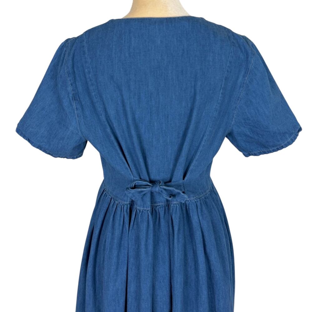 Double D Ranch Denim Maxi Dress XS Boho Western Prairie Cowgirl Rodeo - Picture 6 of 10